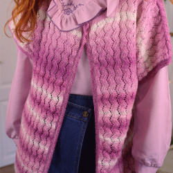 Pink Striped Handmade Knitted Vest | S/M 