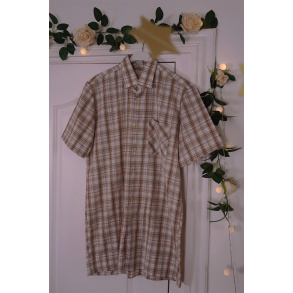 Beige Plaid Vintage Top | M