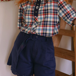 Blue Plaid Vintage Top | M