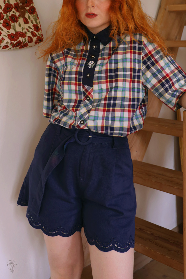 Blue Plaid Vintage Top | M