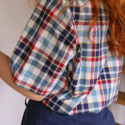 Blue Plaid Vintage Top | M