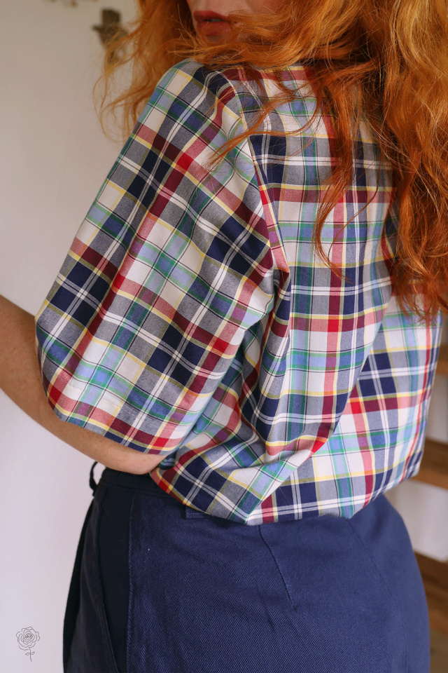 Blue Plaid Vintage Top | M