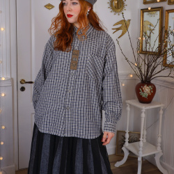 Blue &amp; Brown Plaid Mens Vintage Shirt | Mens M