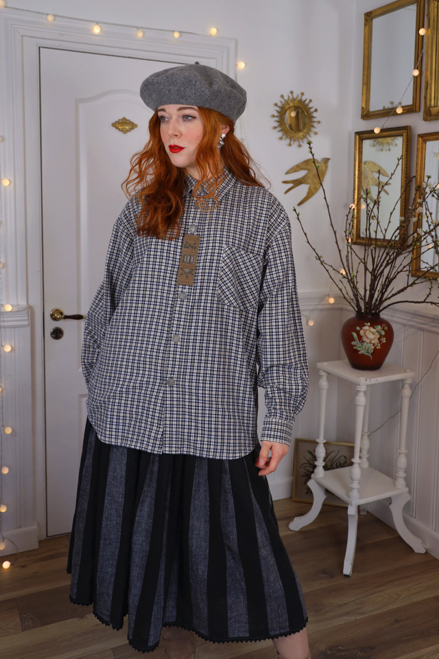 Blue &amp; Brown Plaid Mens Vintage Shirt | Mens M