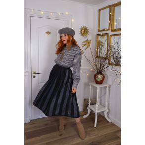 Grey & Black Striped Vintage Skirt | S