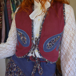 Blue &amp; Plum Floral Funky 70's Vintage Cotton Set | S