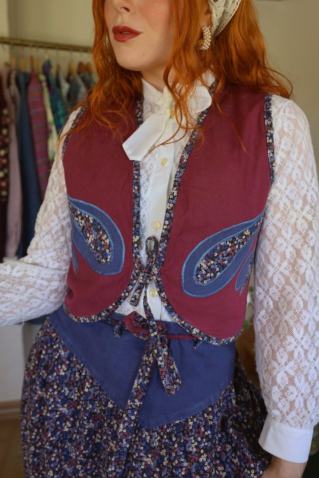 Blue &amp; Plum Floral Funky 70's Vintage Cotton Set | S