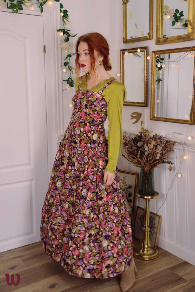 Plum Floral Vintage Maxi Dress | XS