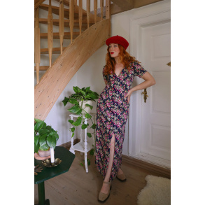 Plum & Pink Roses 90's Vintage Maxi | S