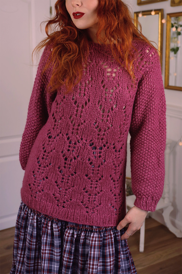 Plum Pink Handmade Sweater | S