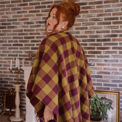 Brit Checkered Poncho &amp; Scarf 