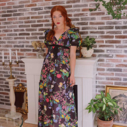 Brown Floral 70's Maxi Dress | S