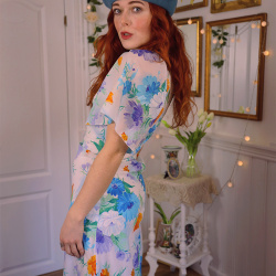 Purple &amp; Blue Floral 70's Maxi | S