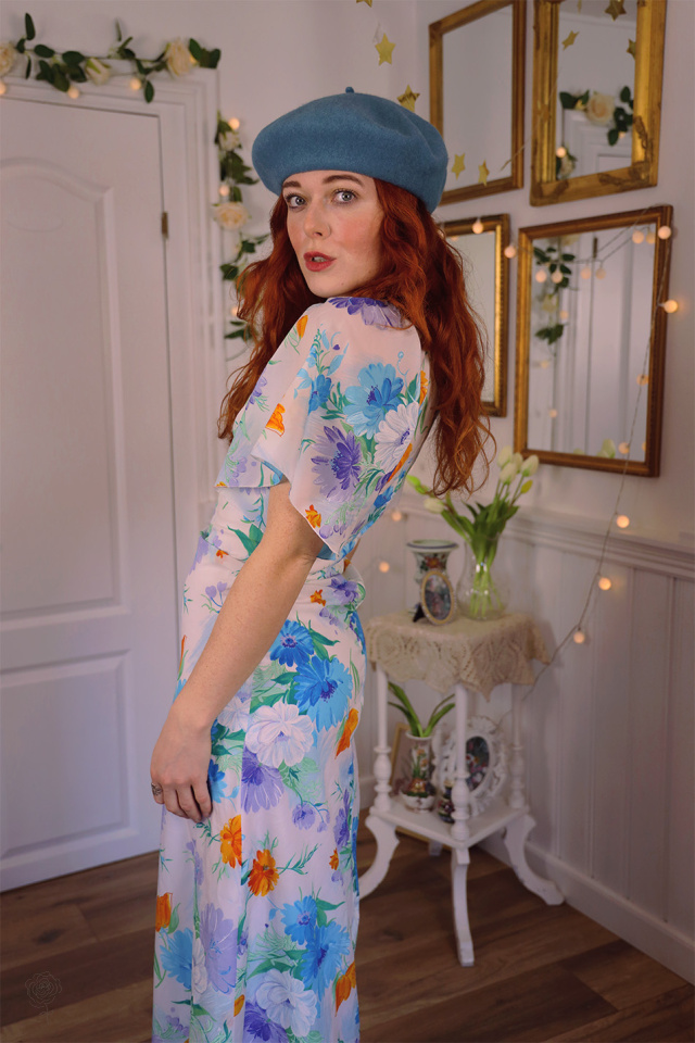 Purple &amp; Blue Floral 70's Maxi | S