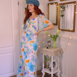 Purple &amp; Blue Floral 70's Maxi | S