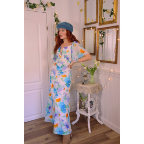Purple & Blue Floral 70's Maxi | S