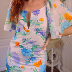 Purple &amp; Blue Floral 70's Maxi | S