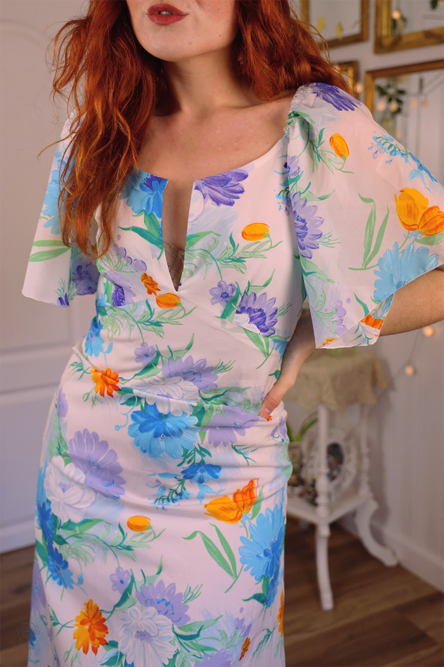 Purple &amp; Blue Floral 70's Maxi | S