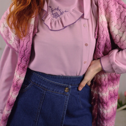 Pink Striped Handmade Knitted Vest | S/M 