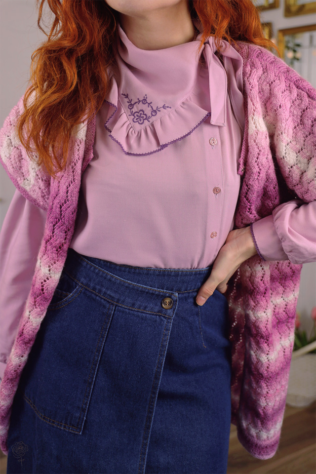 Pink Striped Handmade Knitted Vest | S/M 