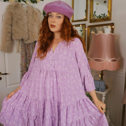 Purple Summer Blossom Mini Dress