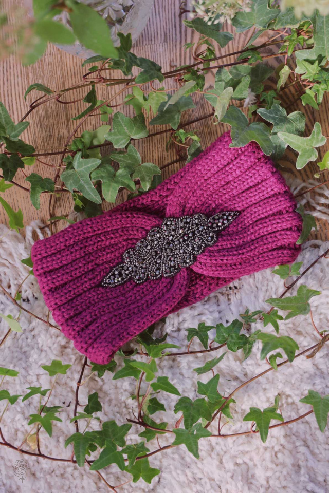 Purple Silver Leaf Headband