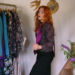 Purple Pattern Vintage Brocade Jacket | M