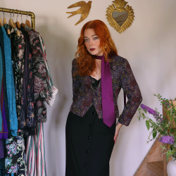 Purple Pattern Vintage Brocade Jacket | M