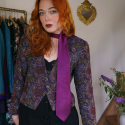 Purple Pattern Vintage Brocade Jacket | M