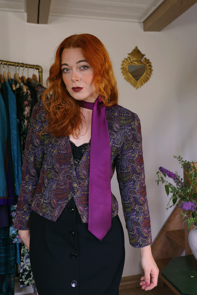 Purple Pattern Vintage Brocade Jacket | M