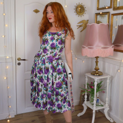 Purple Floral Romantic Vintage Dress | M