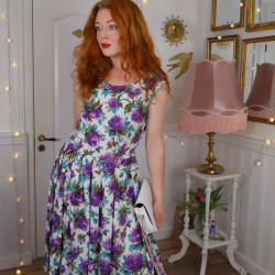 Purple Floral Romantic Vintage Dress | M