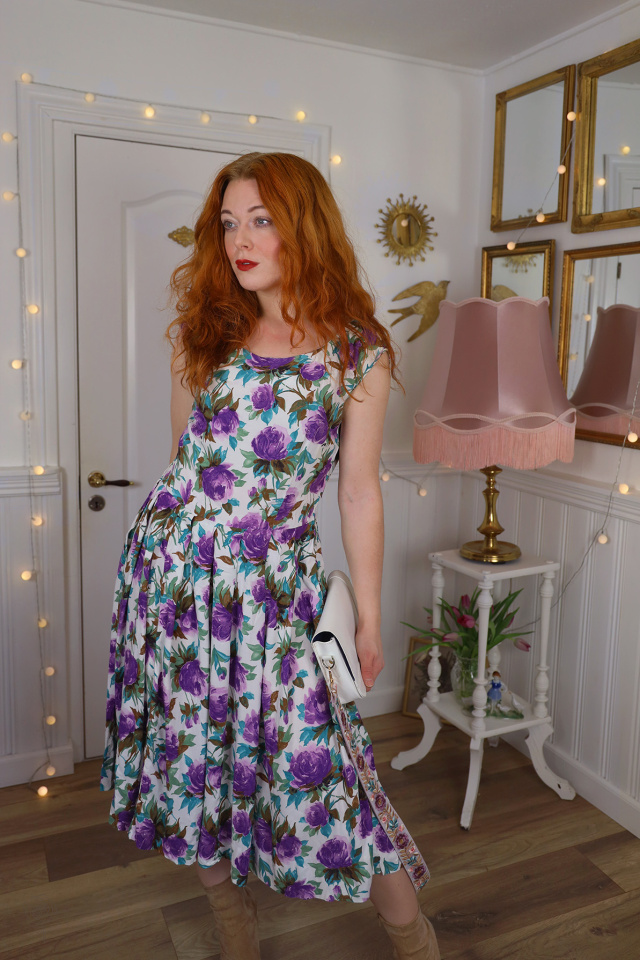 Purple Floral Romantic Vintage Dress | M