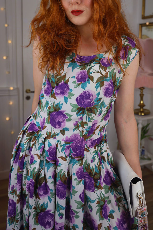 Purple Floral Romantic Vintage Dress | M