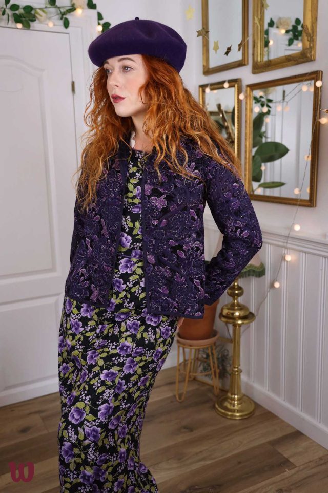 Purple Floral Tapestry Vintage Jacket | XS