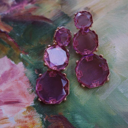 Purple Glass Dangle Earrings