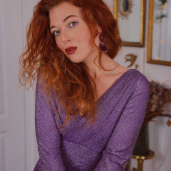 Purple Glass Dangle Earrings