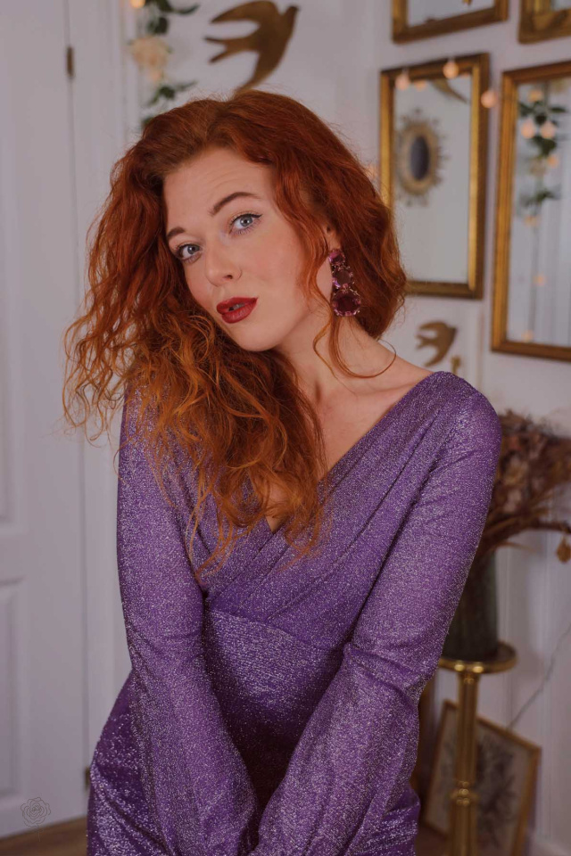 Purple Glass Dangle Earrings