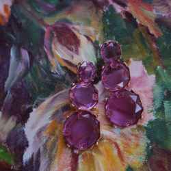 Purple Glass Dangle Earrings
