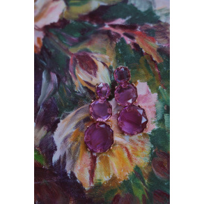 Purple Glass Dangle Earrings