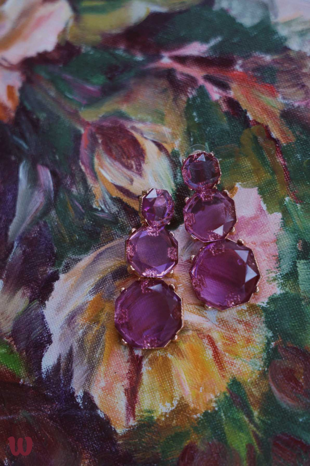 Purple Glass Dangle Earrings