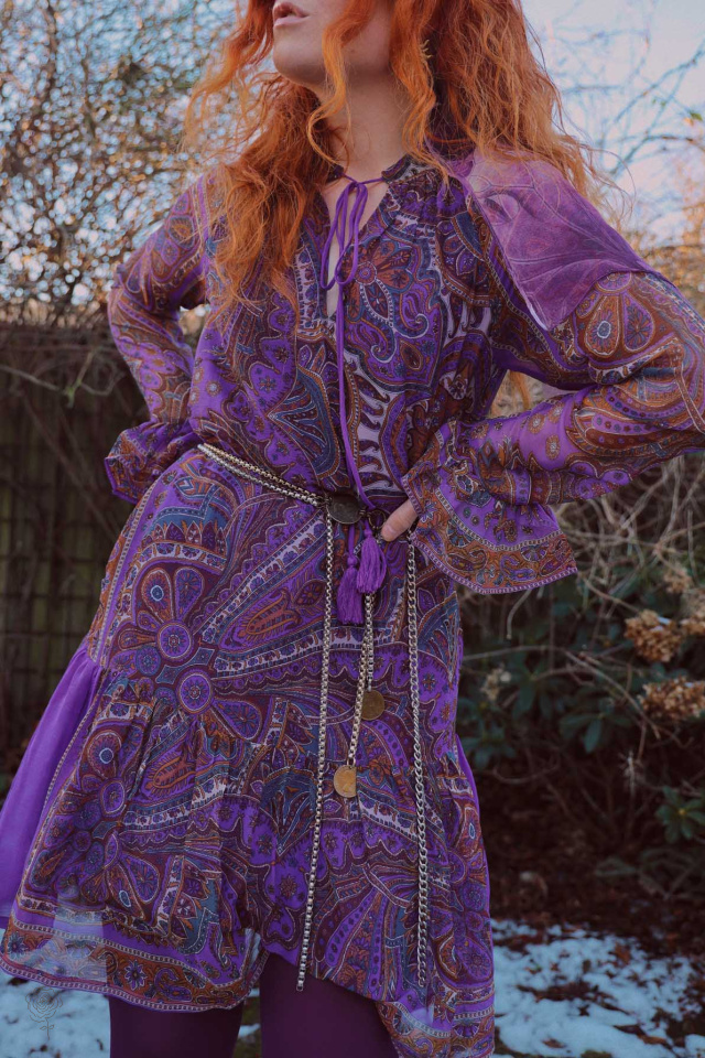 Purple Paisley Mini Dress 