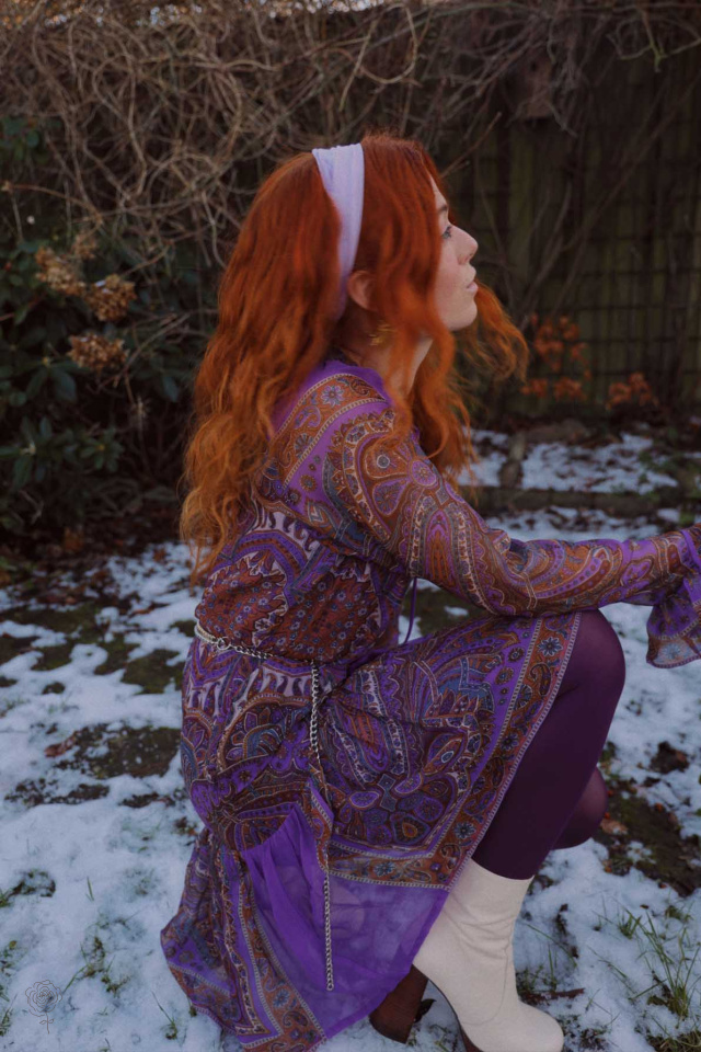 Purple Paisley Mini Dress 