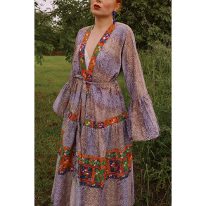Purple Paisley Sunset Recycled Kimono | M-XL