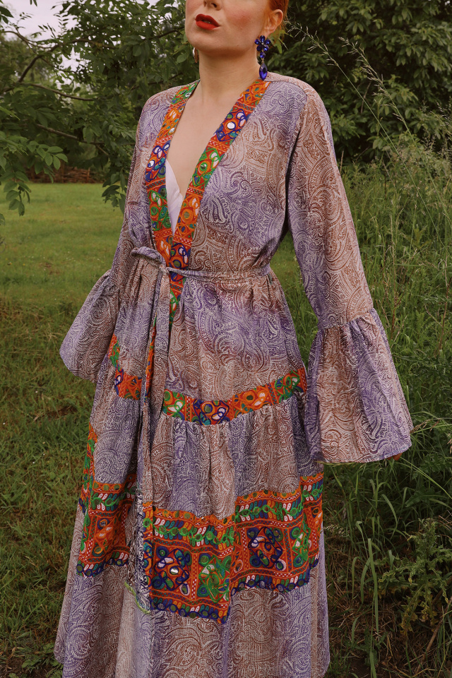 Purple Paisley Sunset Recycled Kimono | M-XL