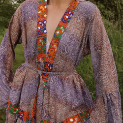 Purple Paisley Sunset Recycled Kimono | M-XL