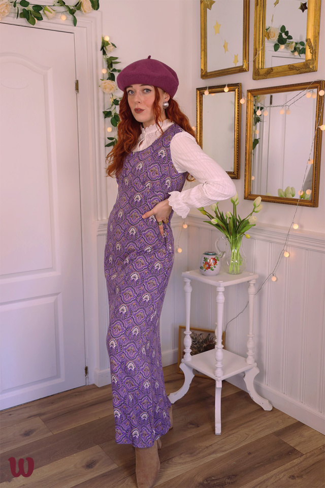 Purple Paisley 70's Vintage Maxi Dress | M