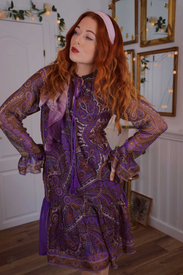 Purple Paisley Mini Dress 
