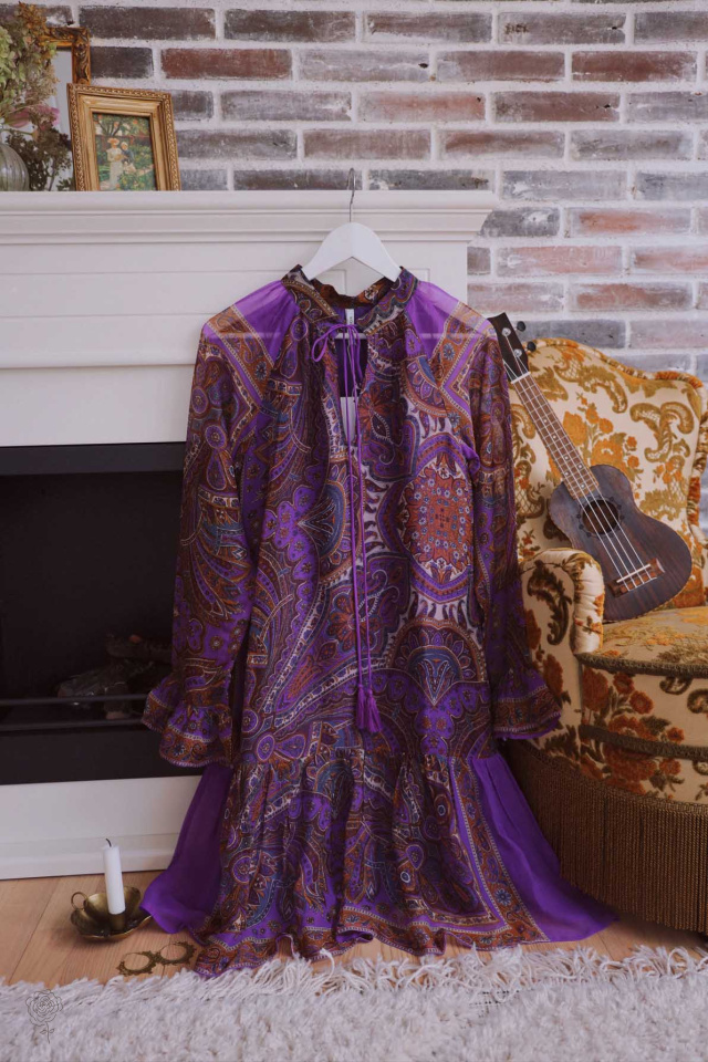 Purple Paisley Mini Dress 