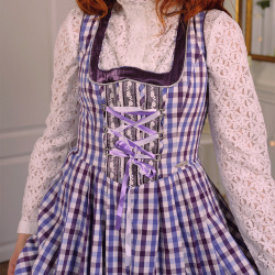 Purple Gingham Cottage Core Vintage Dress | S/M